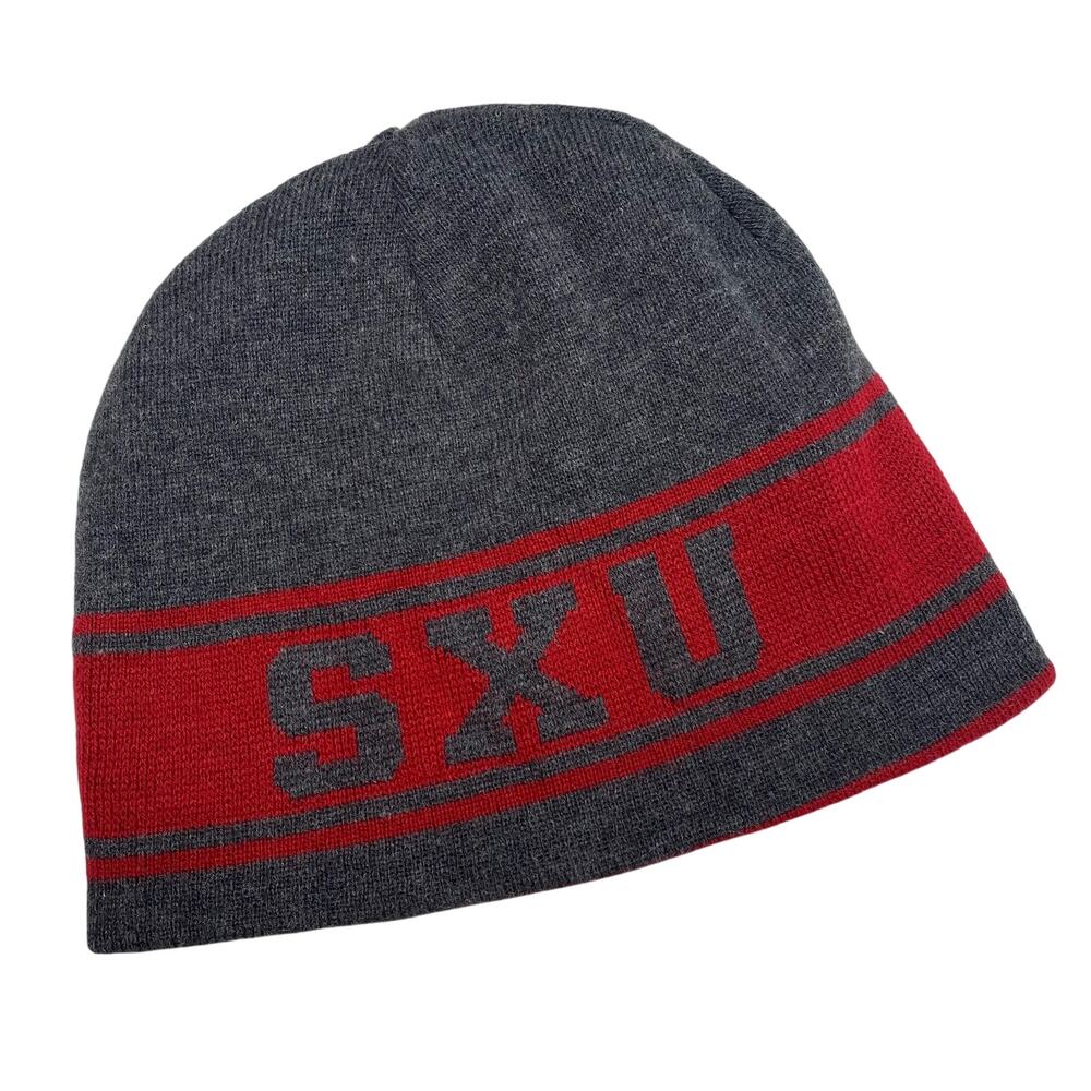Saint Xavier University SXU Cougars Unisex Reversible Knit Winter Beanie Hat Red